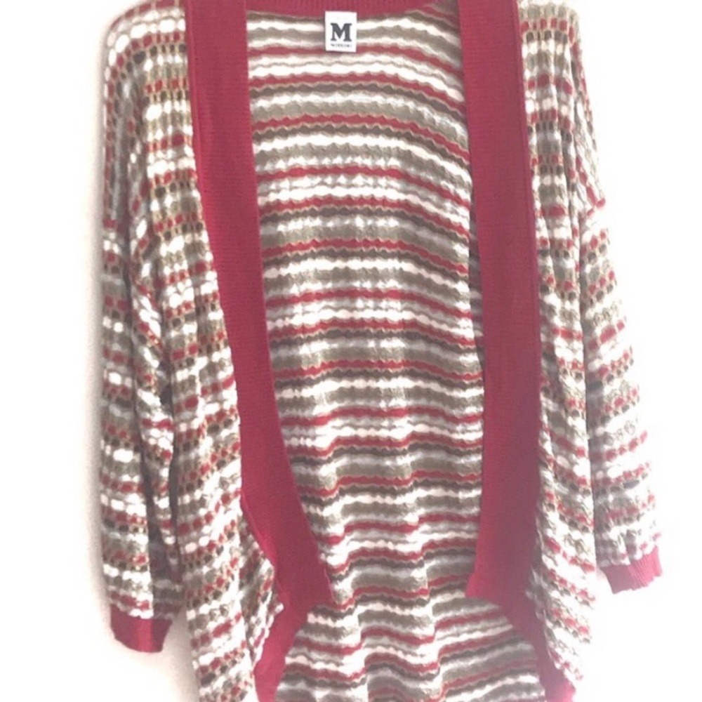 Missoni Cardigan Sweater 40 small medium red silk gold pattern